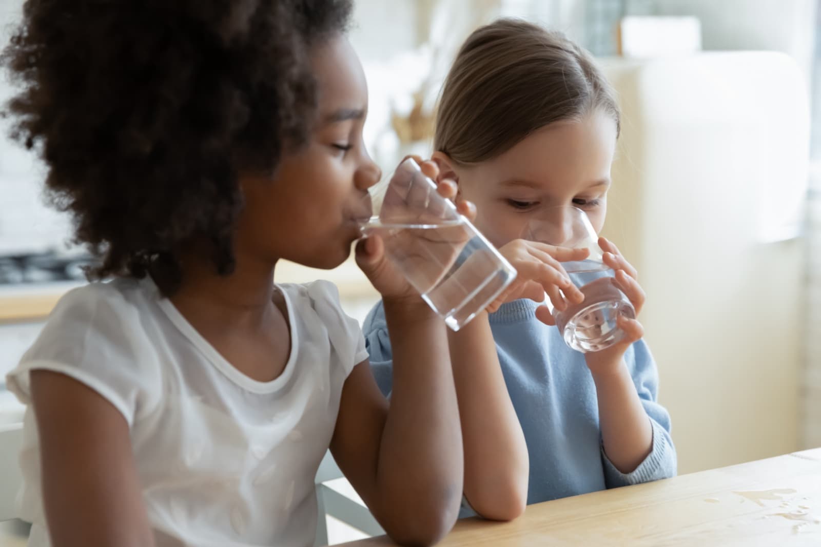 Children drinking clean water